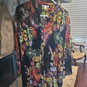 Spense Button Front Floral Top 1X